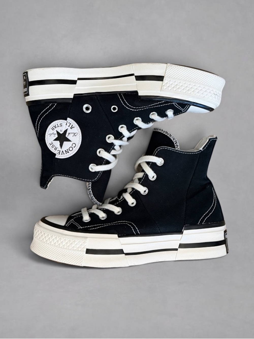 Converse Chuck 70 Plus High Black Egret Platform Sneakers Women’s 7.5